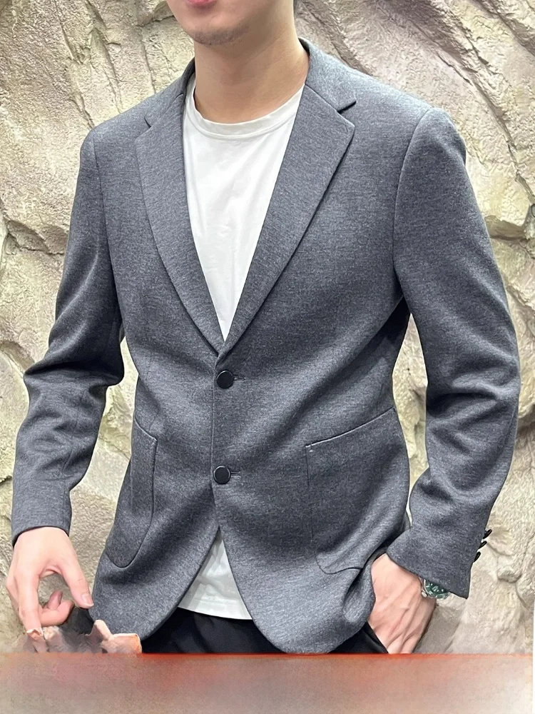 

Adstrative High-End Men's Casual Wool Blend Suit Autumn Busin Luxury Lightweight Faionable Polyester Stand Fit