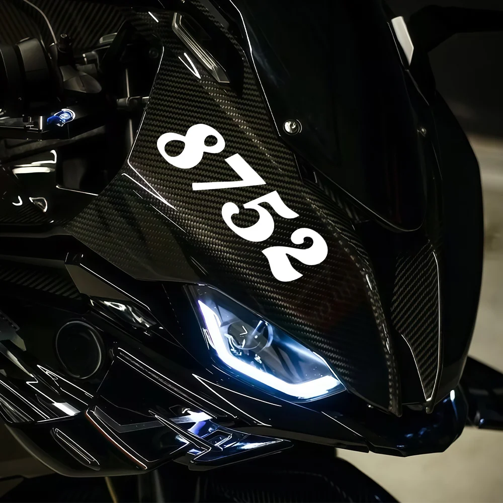 White Number Stickers 0-9, Waterproof Durable Vinyl Decals for Motorcycle Front Tank Fairing Fender Helmet Scooter Body