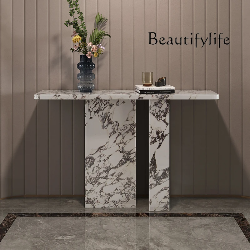 

X "Luxury Carrara Marble Console Table - French Style Entryway Hall Table & Console Table，Custom White Marble Wall Table"