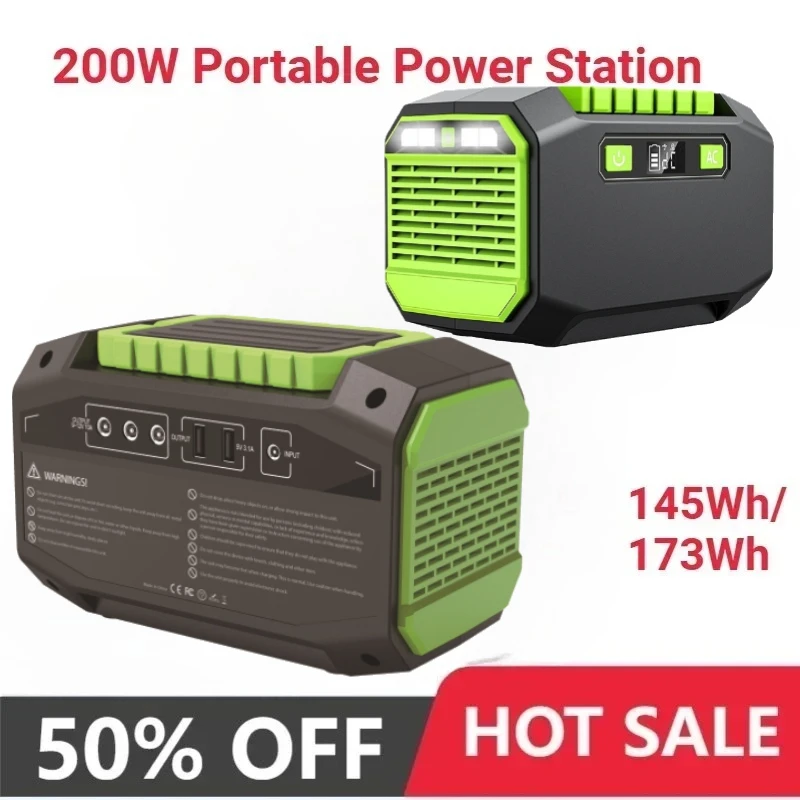 

200W Portable Power Station 220V/110V Solar Generator Outdoor 145Wh Emergency Mobile Power Bank 39000mAh For Camping Power EV