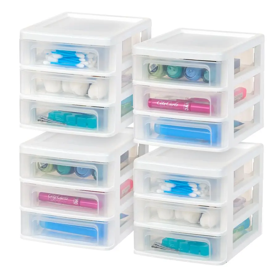 

Пластиковый настольный органайзер с 3 выдвижными ящиками, 4 шт., для косметики, лаков для ногтей, канцелярских принадлежностей, товаров для творчества и рукоделия