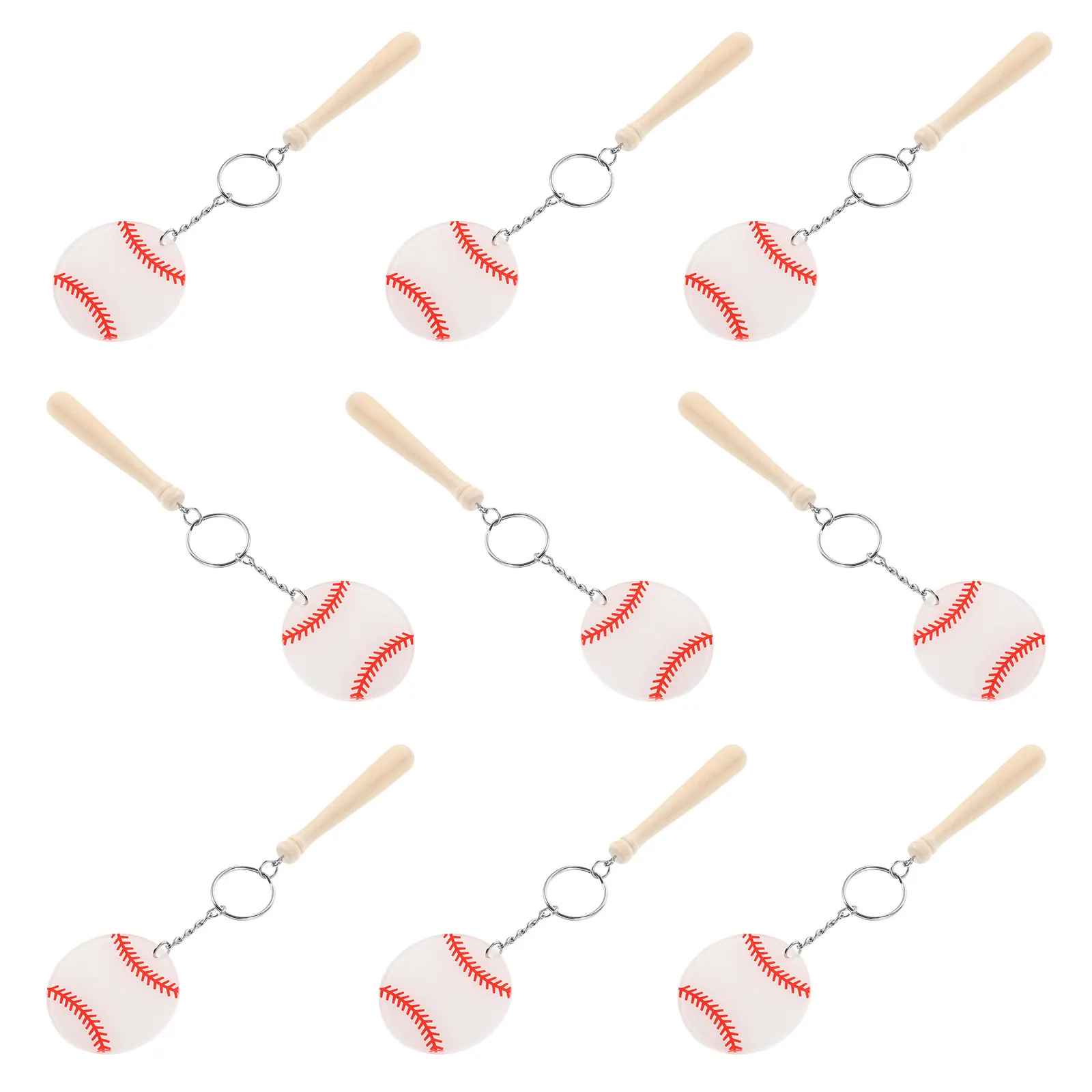 

10 шт. брелоков для ключей в виде бейсбольных мячей, аксессуары для брелоков в виде софтбольных мячей, декоративные подвески для сумок, спортивные брелоки для ключей