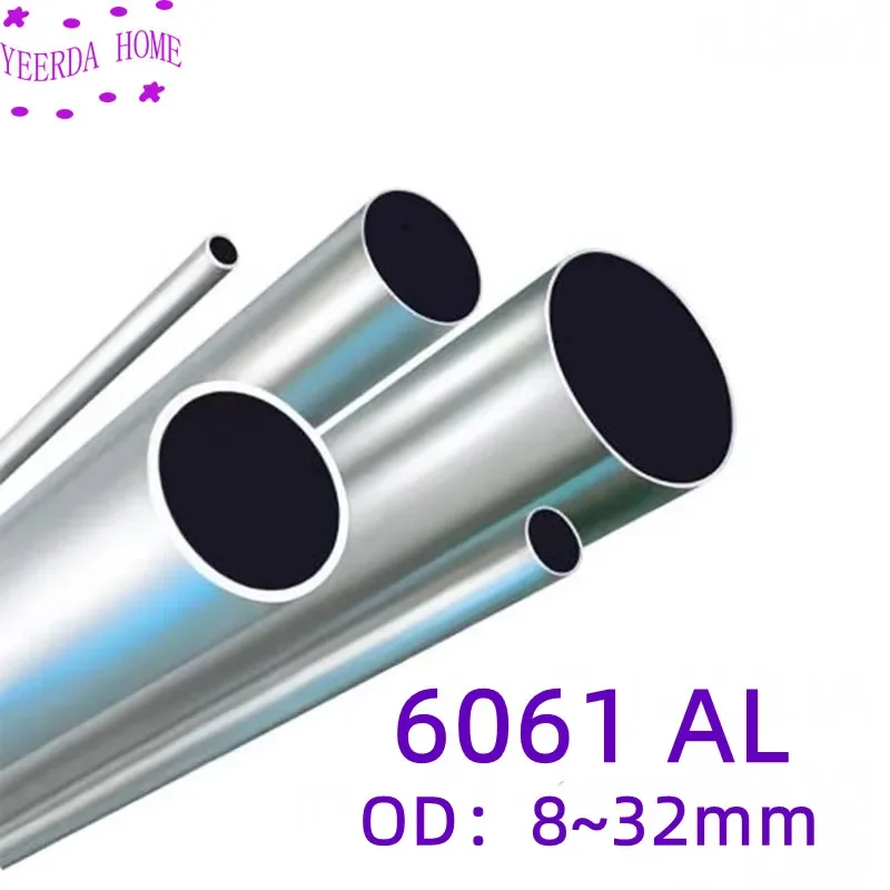 6061 Aluminum Tube Pipe - Hollow Alloy Aluminum Pipe with Thick Wall Various Sizes OD 8mm to 32mm for Engineering Applications