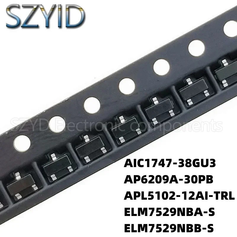 100PCS SOT23 AIC1747-38GU3 AP6209A-30PB APL5102-12AI-TRL ELM7529NBA-S