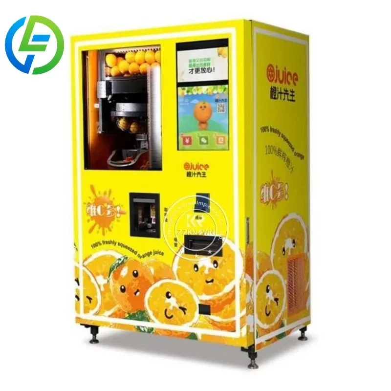 Customize Fresh Orange Smart Self-Service Vending Machine with 27-inch Touch Screen & POS Integration for Juice Kiosk