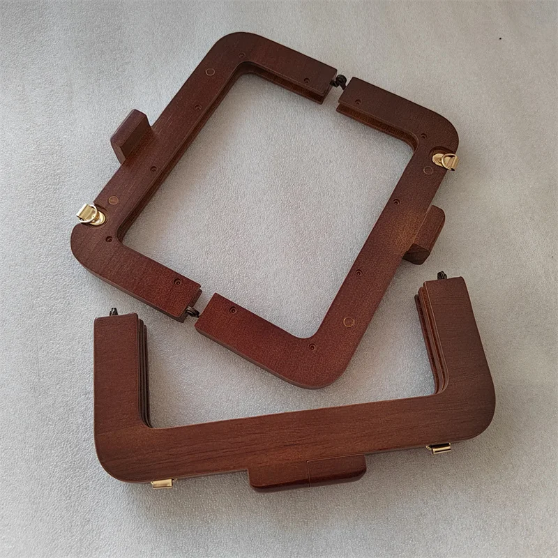 20x9 Cm Solid Wood Material Red Coffee Light Brown Black Nature Four Colors Wood Bag Handle Wholesale Obag Wooden Purse Frame