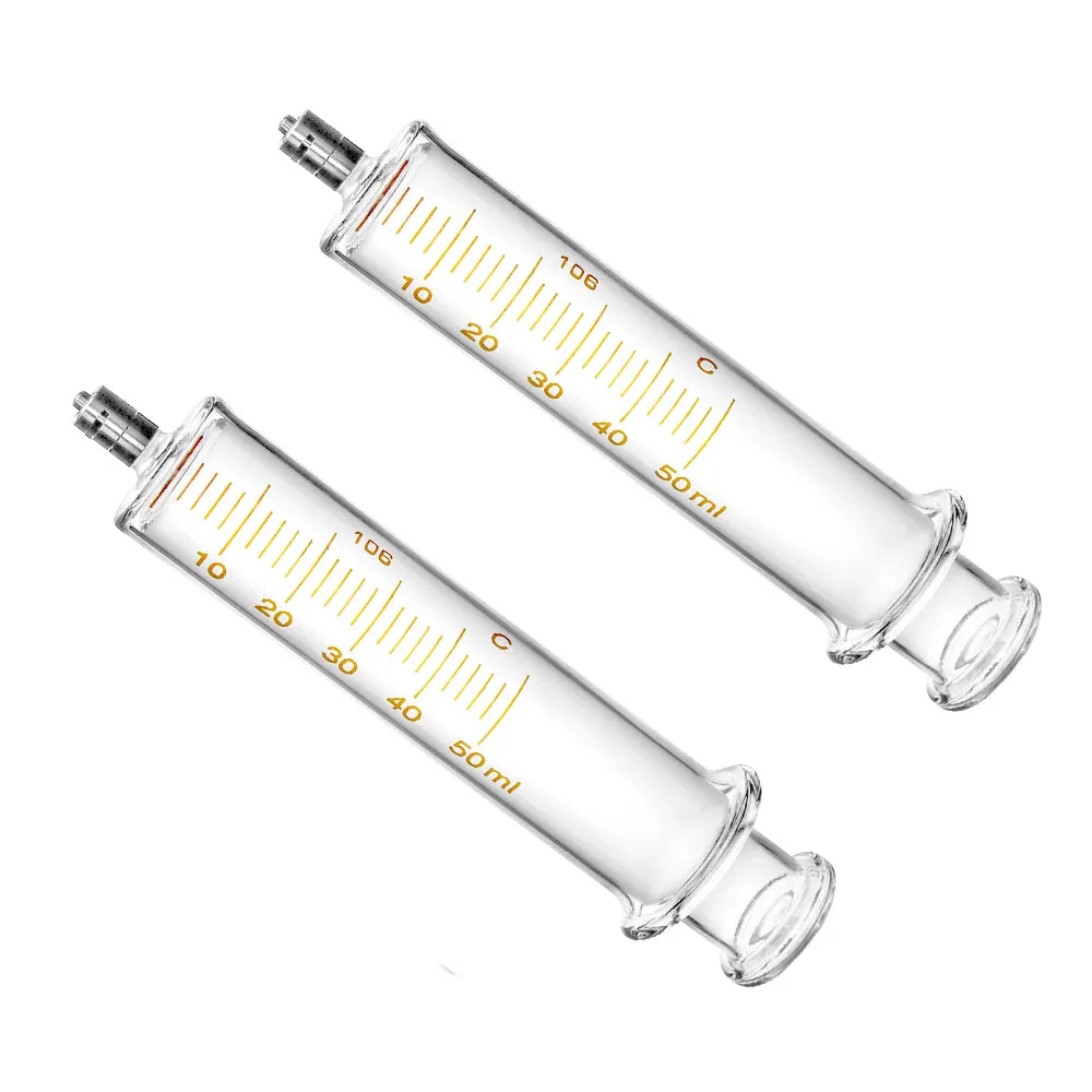 2 pieces/lot 50mL Syringe Glass Luer Lock Ozone Syringe for ozone therapy