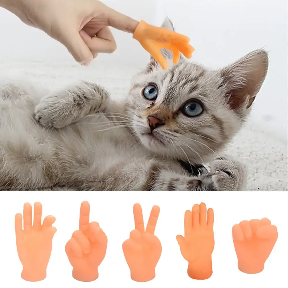 Fake Hand Teasing Cat Finger Gloves Finger Puppets Funny Little Finger Toys Children Cat Dog Interactive Rubber Cat Toys