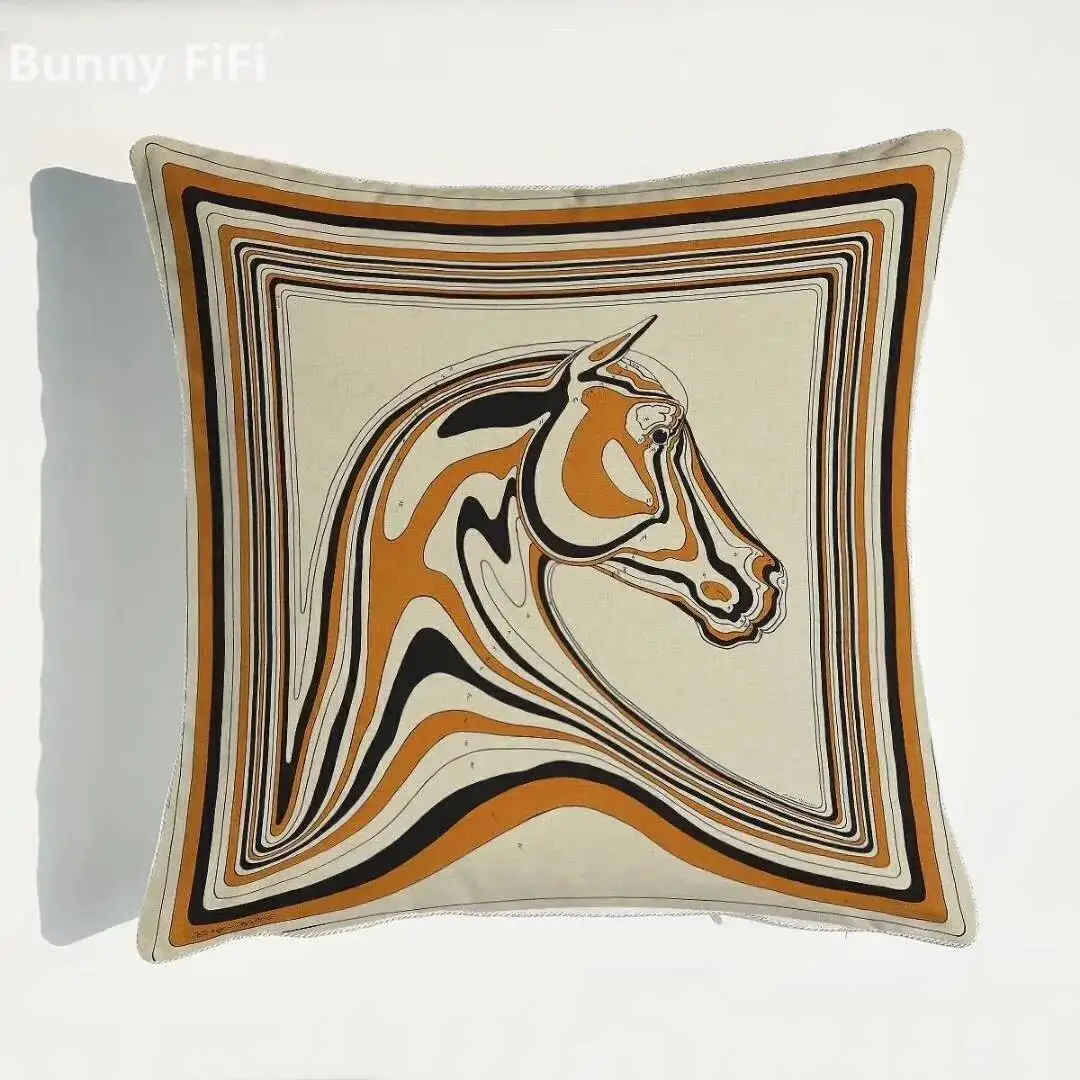 European Style Luxury Horse Art Cushion Cover Double-sided Printed Paris Velvet Decorative Throw Pillow Cases For Sofa Bed Decor