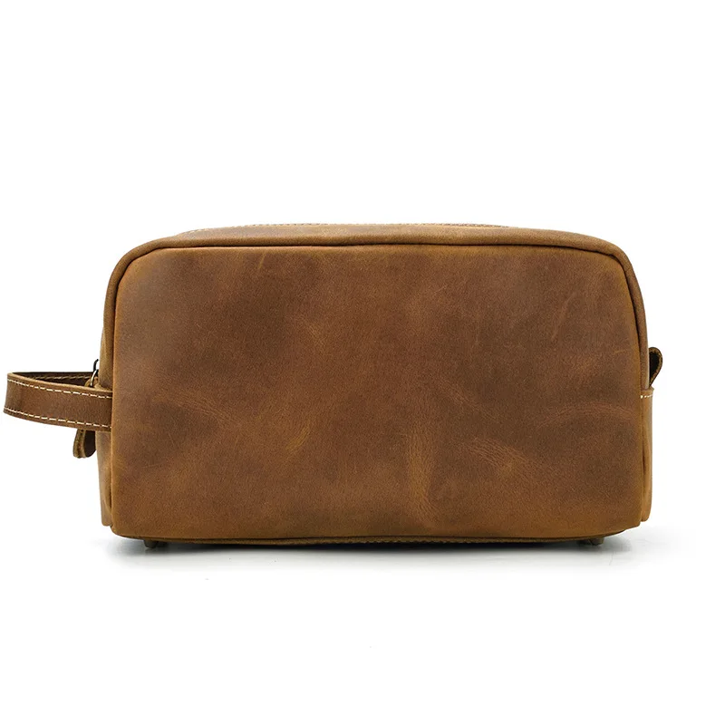 Men Leather Makeup Bag Multifunctional Cosmetic Bag Storage Bag For Women Vintage Clutch Bag Genuine Leather Men Toiletry Bag