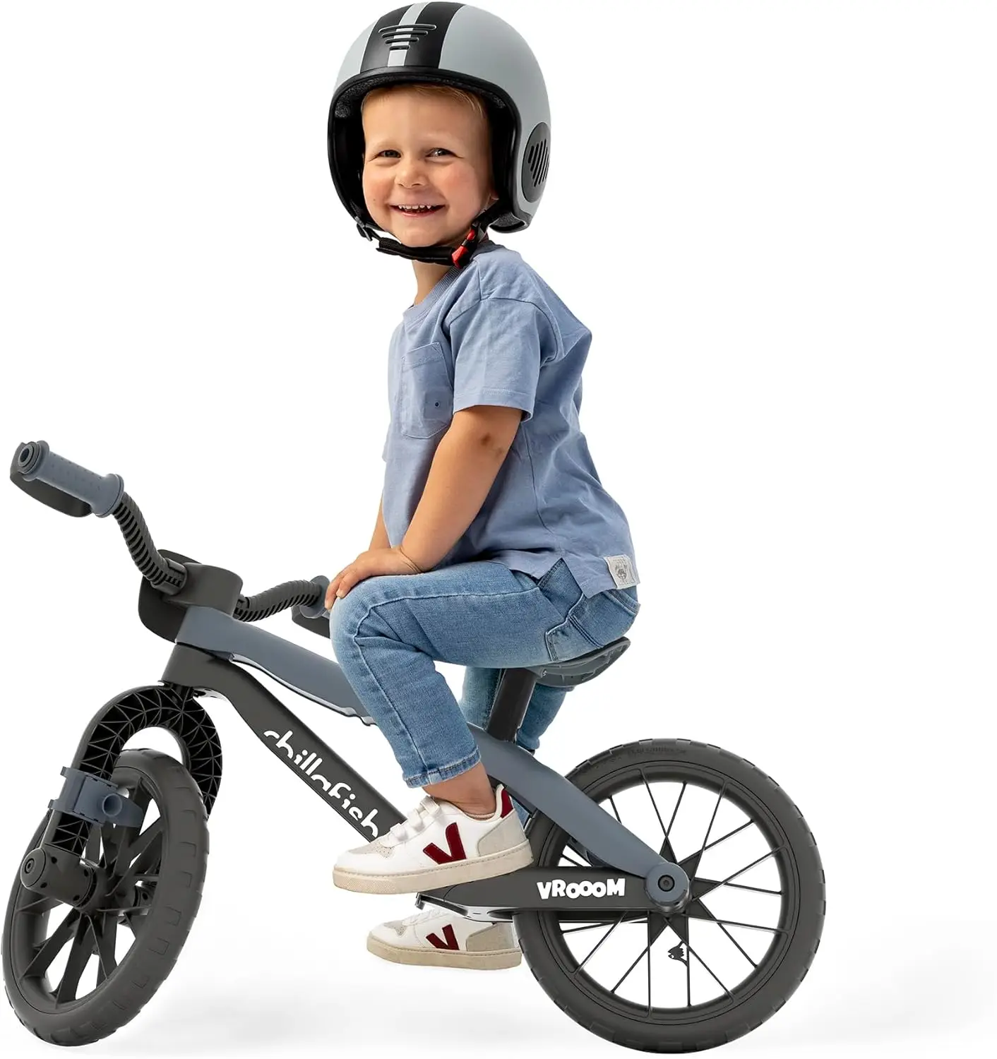 12-Inch Balance Bike Trainer with Real VROOM VROOOM Sounds for Kids 2 to 5 Years, 12-inch Airless Rubberskin Tires, Adjustable S