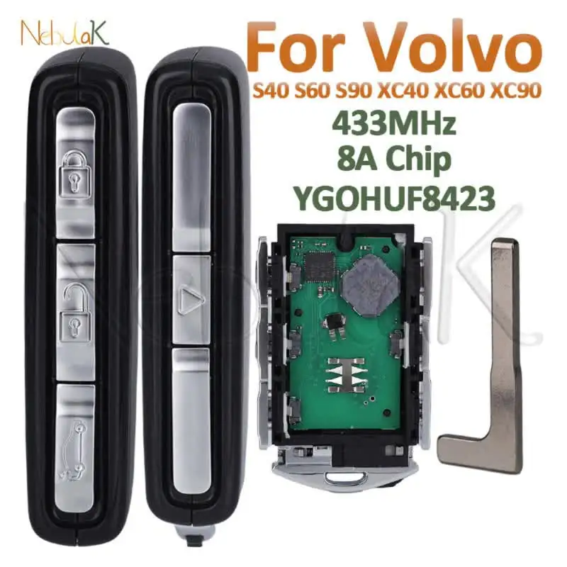 車のスマートキー YGOHUF8423 ボルボ S40 S60 S90 XC40 XC60 XC90 2016