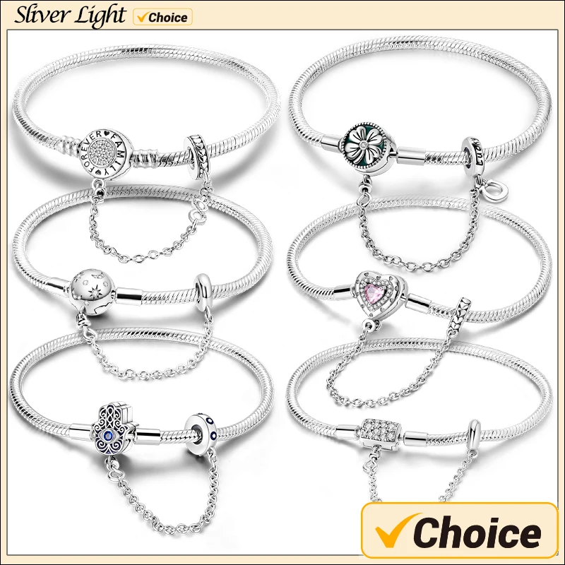 Original 925 Sterling Silver High Quality Bracelets For Women Fits Original Charms Beads Snake Bone Chain Bracelet Women Gifts