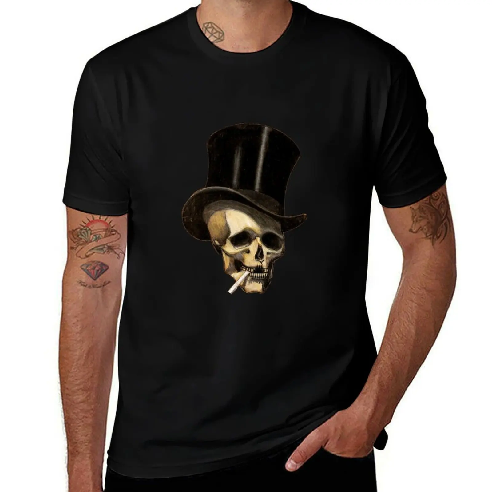 M. C. Escher - Skull with Cigarette 1917 T-Shirt Comfortable Basic Crew Neck Tee T-Shirt