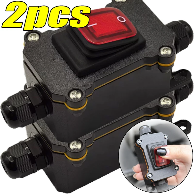 20A Marine Waterproof Rocker on/Off Switch IP67 Junction Box High Current Connector Outdoor Waterproof Junction Box 1/2pcs