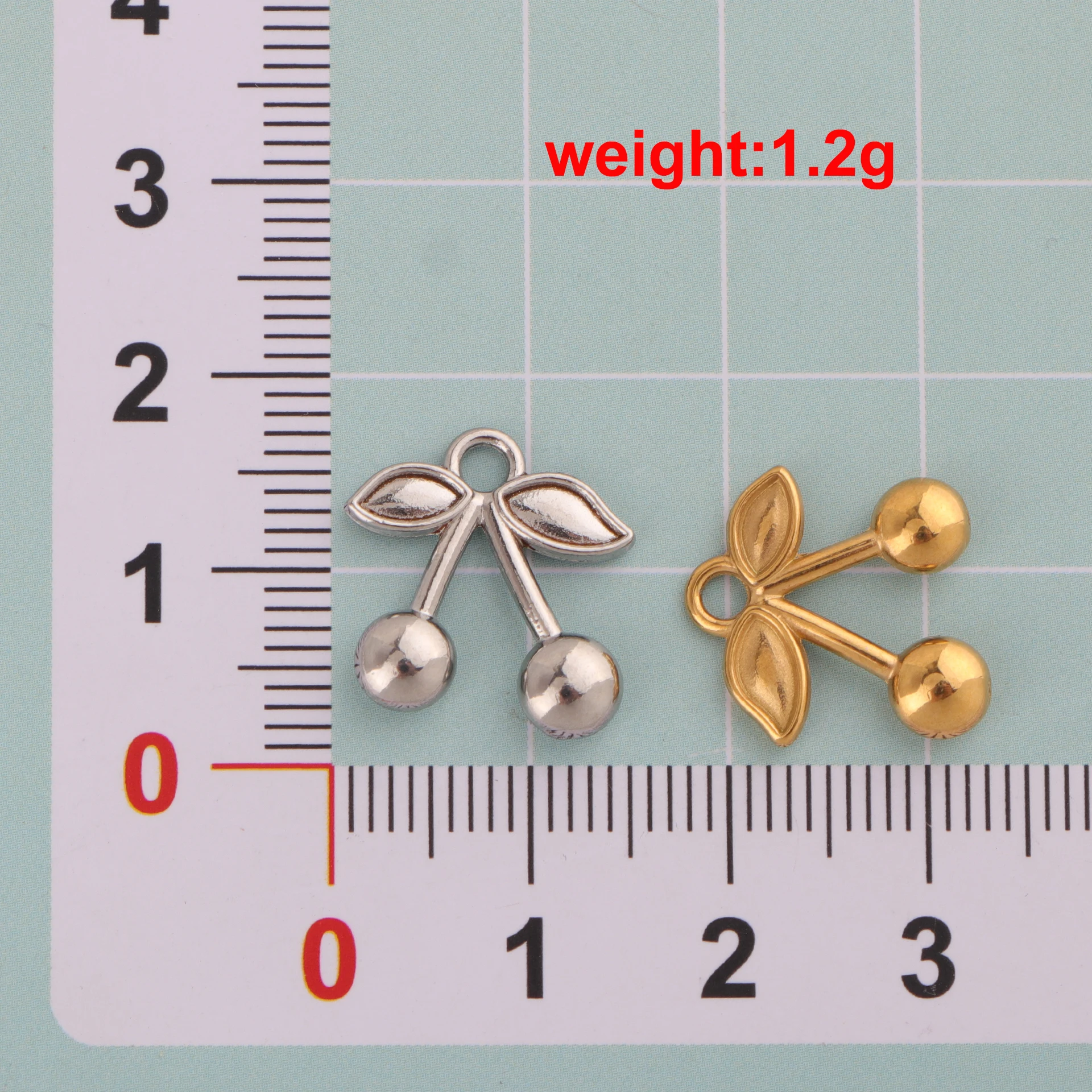 20pcs/lot Stainless Steel Cherry Charm Pendant for Fruit Vegetable DIY Necklace Earring Jewelry Making Accessories Wholesale