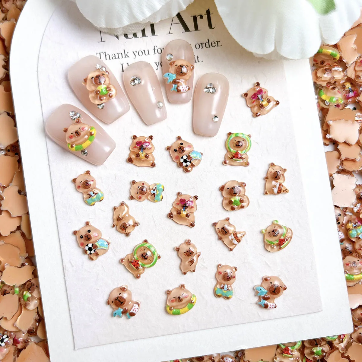 20 قطعة Kawaii الكرتون الراتنج دولفين مسمار السحر الإبداعية كرة القدم دولفين الآيس كريم خنزير غينيا مسمار الفن زينة DIY بها بنفسك الأظافر #3