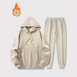 Autumn Winter Men Women Hooded Sweatshirt Suit Pure Cotton Couple Jogging Sweatshirts Oversized Streetwear Tracksuit
