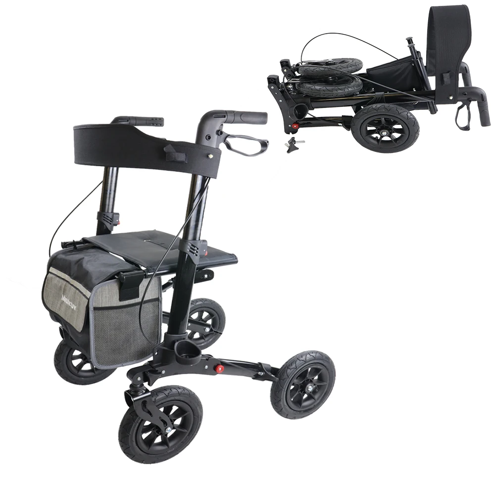 for Aluminum Outdoor  Rollator walker  With Pneumatic Tire  All Terrain Walker Rollator With Rubber Wheels