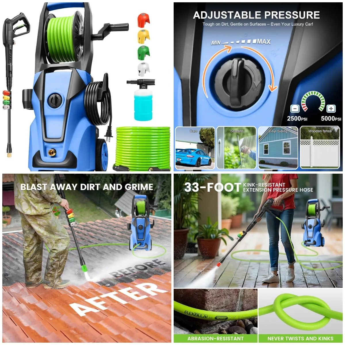 

Pressure Cleaner for Home Use - High-Performance Garden & Car Wash Tool