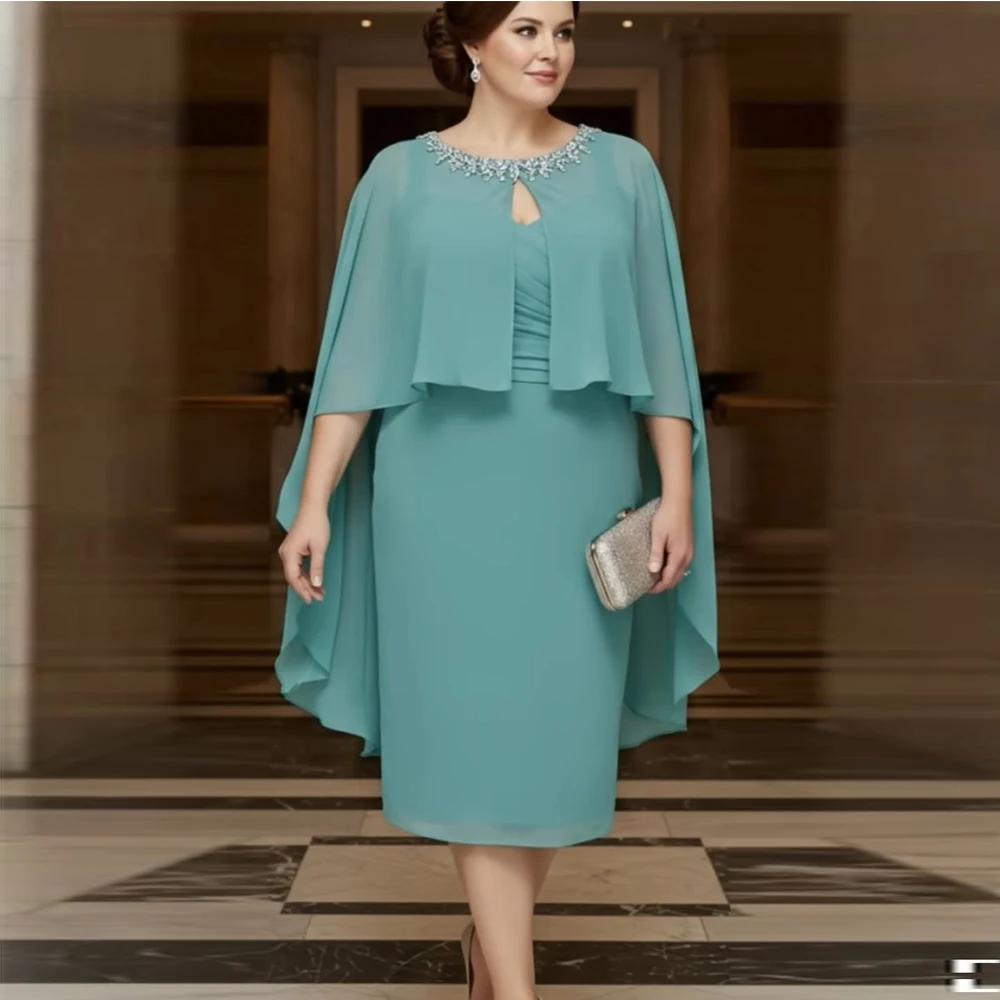 

Элегантное платье для матери невесты с плащом, расшитое бисером, длиной до чая, платье для выпускного вечера для торжественной вечеринки, вечерние платья миди из 2 предметов с павлином