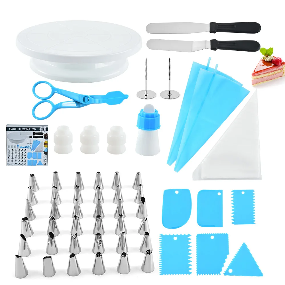 55 Piece Stainless Steel Nozzle Set Cake Turel Cream Decorment Set Baking Tool Set Rose Shaling Tips Baking Accessories