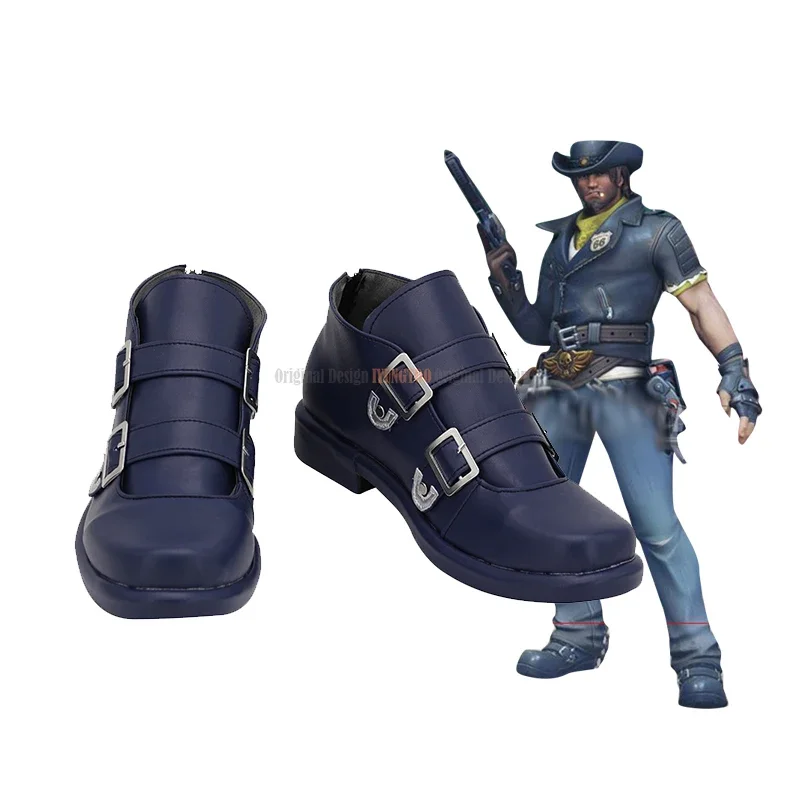 

Обувь Jesse Mccree, ботинки для косплея OW Mccree, кожаная обувь по индивидуальному заказу, любой размер, можно сделать