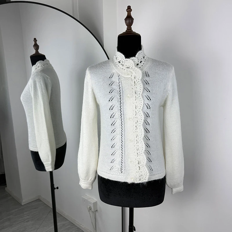 เสื้อคาร์ดิแกนไหมพรมถักลายฉลุ แขนยาว ทรงหลวม สไตล์ลำลอง ติดกระดุมแถวเดียว สีพื้น สำหรับผู้หญิง คอลเลคชั่นฤดูใบไม้ร่วง ปี 2025 รุ่น Tornova