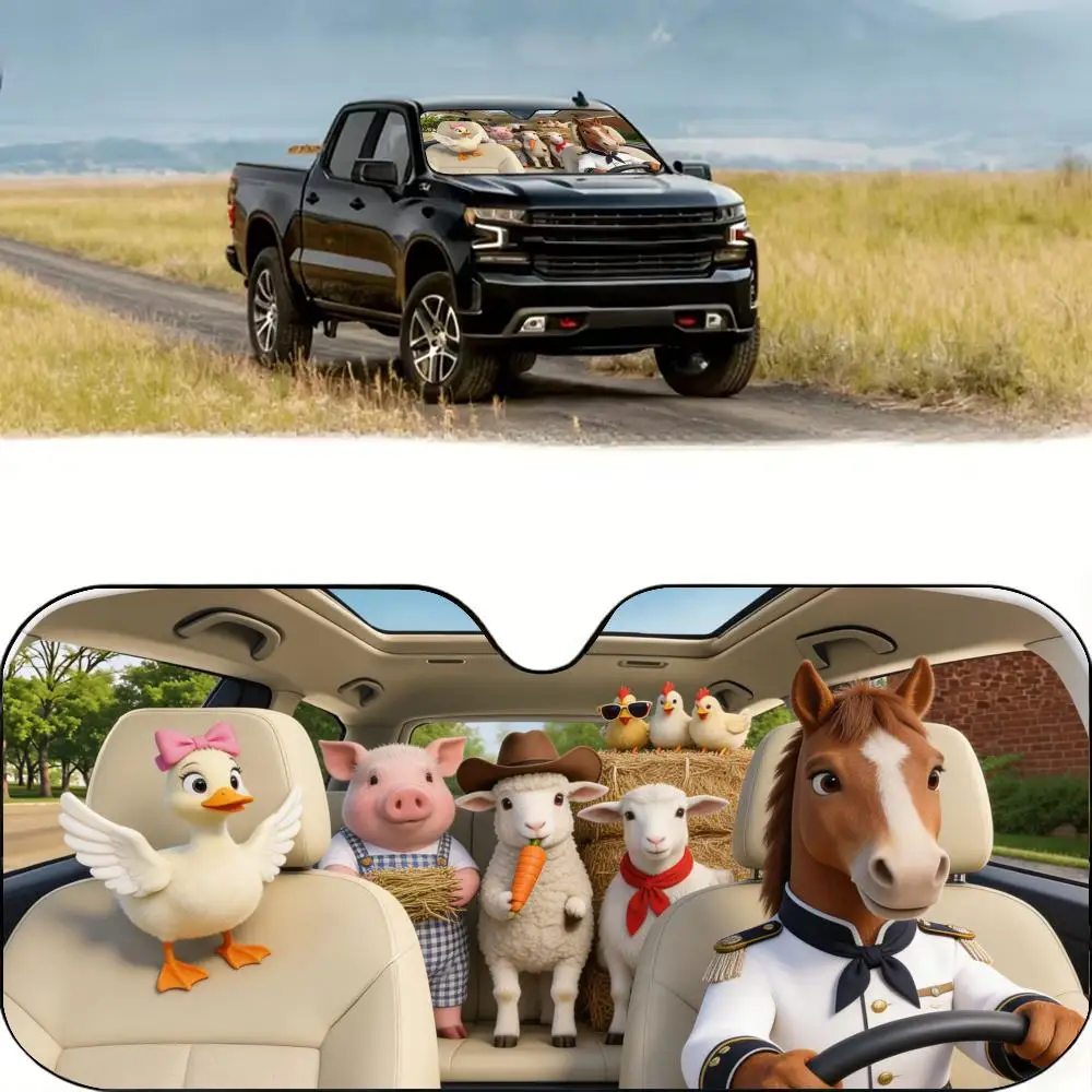 

Farm Animal Car Crew Sun Visor Reusable Aluminum Foil Windshield UV Protection Heat Insulation Cover Foldable Sun Visor Shade