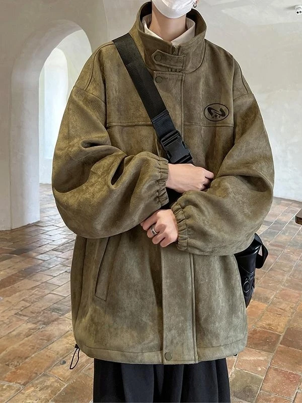 

American Sle Thiened Suede Jaet Men's Autumn Winter Cotton Coat Trendy Brand Haome High-End Feel Zipper Decoration