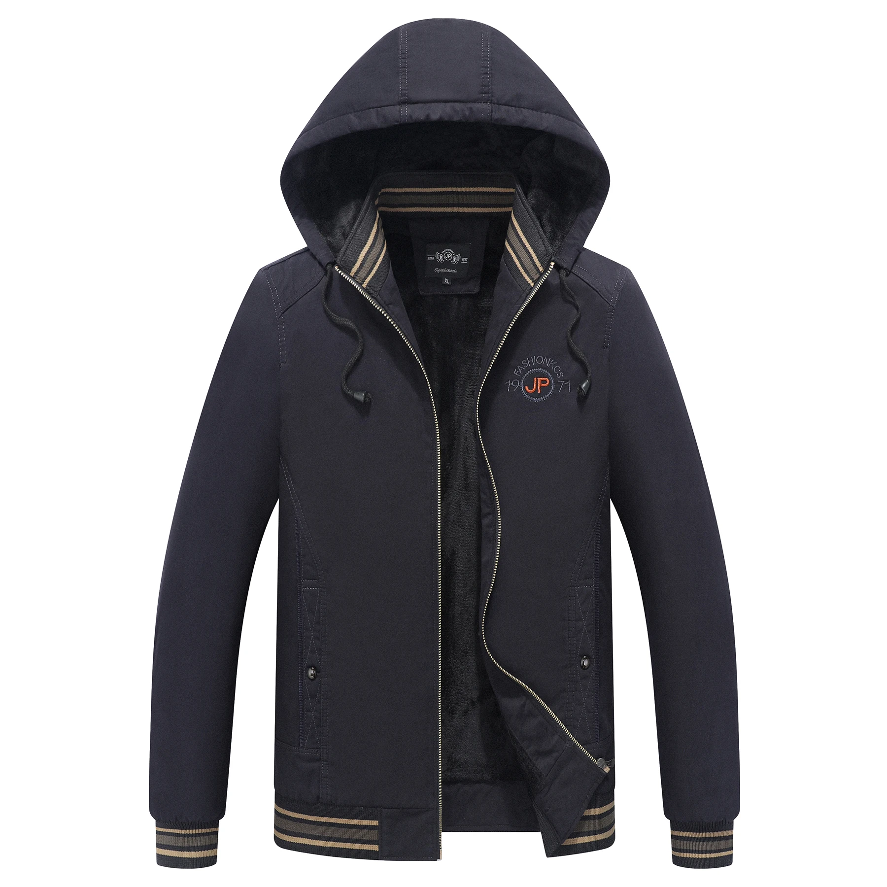 Winter Fleece Detachable Hat Men Jacket Outdoors Thicken Keep Warm Windproof Coat New Fashion Casual Solid Versatile Parka Men