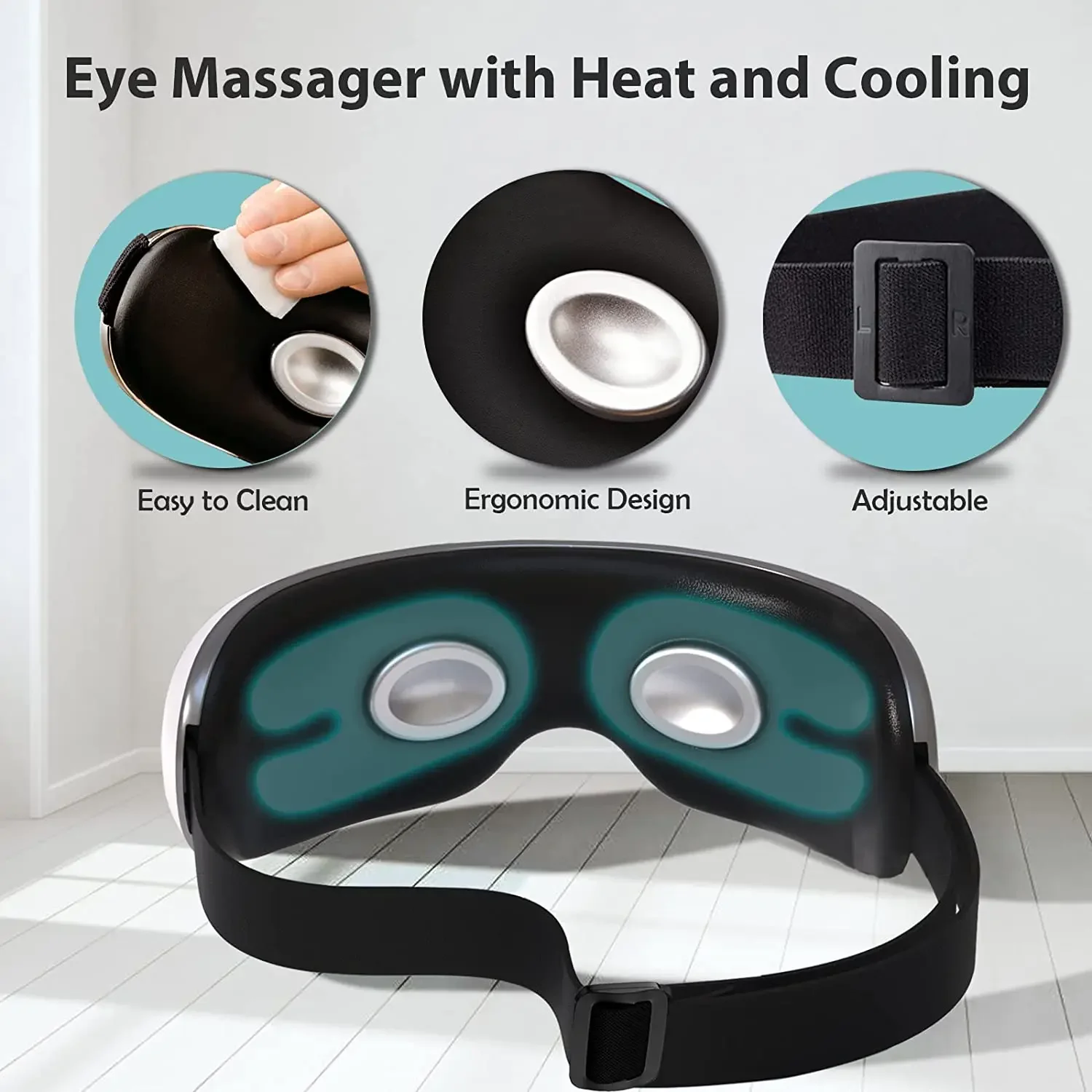 Portable Eye Massager with Heating and Cooling air Compression Music Rechargeable Battery Relax Eye Strain