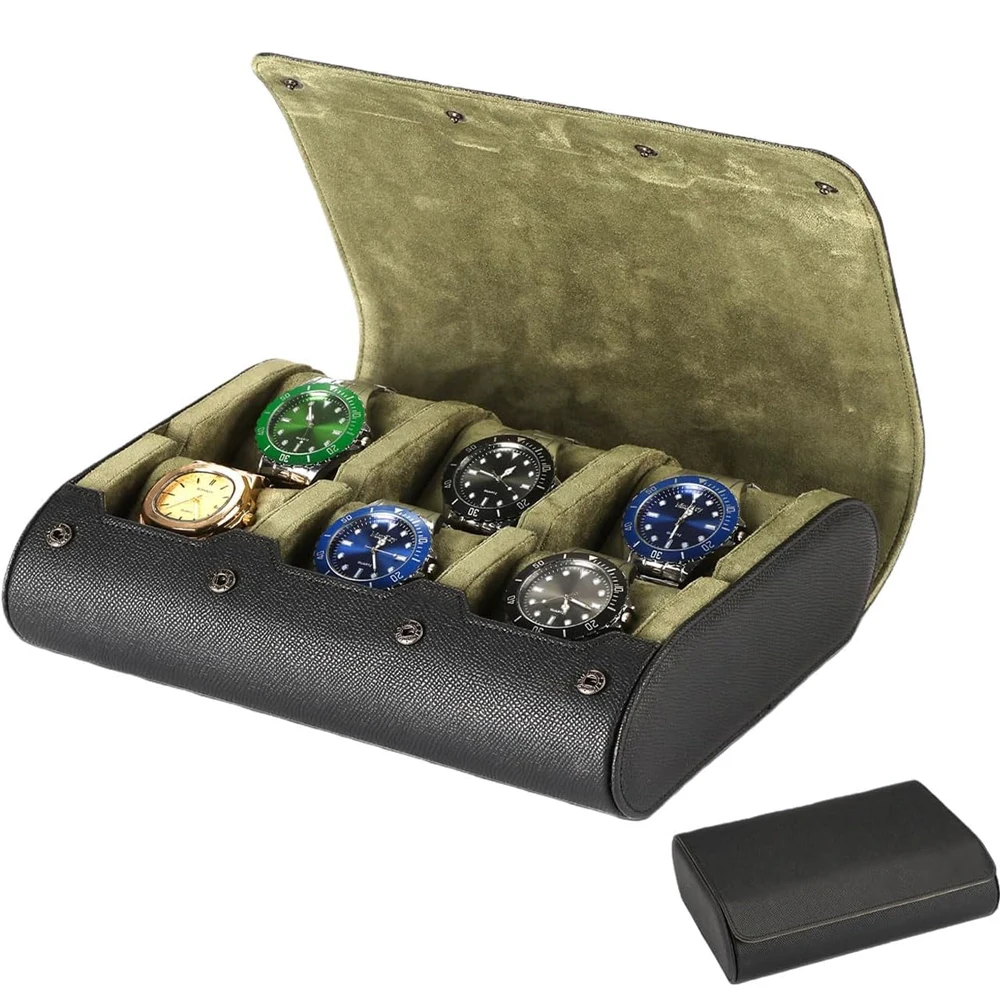 6 Watch Travel Cases  PU Leather Travel Case For Men and Women 3 Watch Carrying Case and Display Watch Organizer