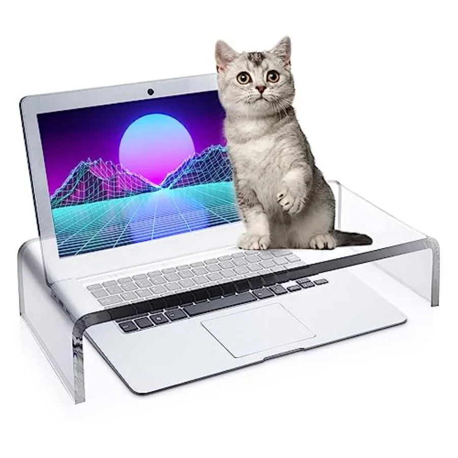 

Acrylic Monitor Stand Riser Anti-Cat Laptop Cover Protector Crystal Clear Laptop Stand 16 inch Computer Monitor Riser for Home