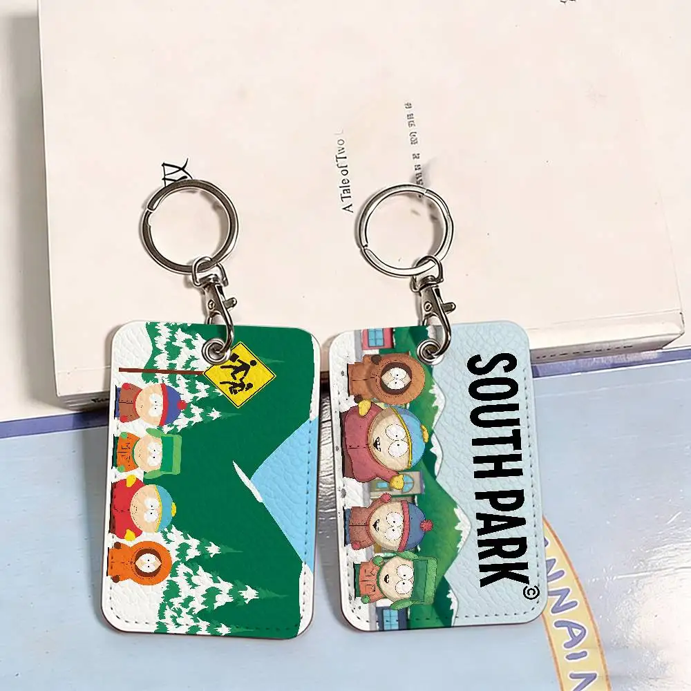 Adult Cartoon S-South P-Park Holder Keychain With Keychain for Access Card Bus Pass & Card Credit ID Bank Card Protective Case