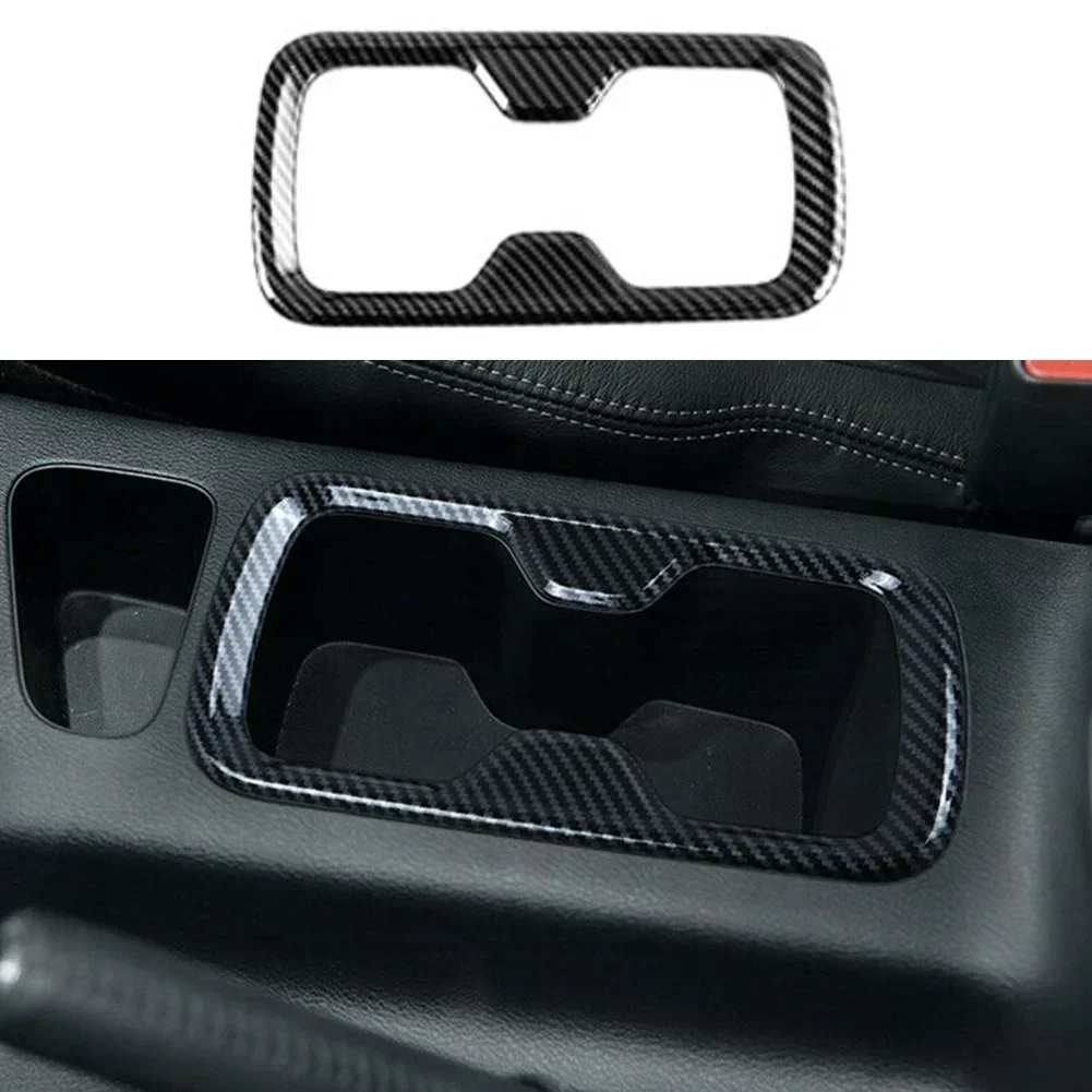 Front Cup Frame Decor Stickers Carbon Black ABS Plastic Interior Cup Holder Trim for Nissan Navara NP300 2015 2021