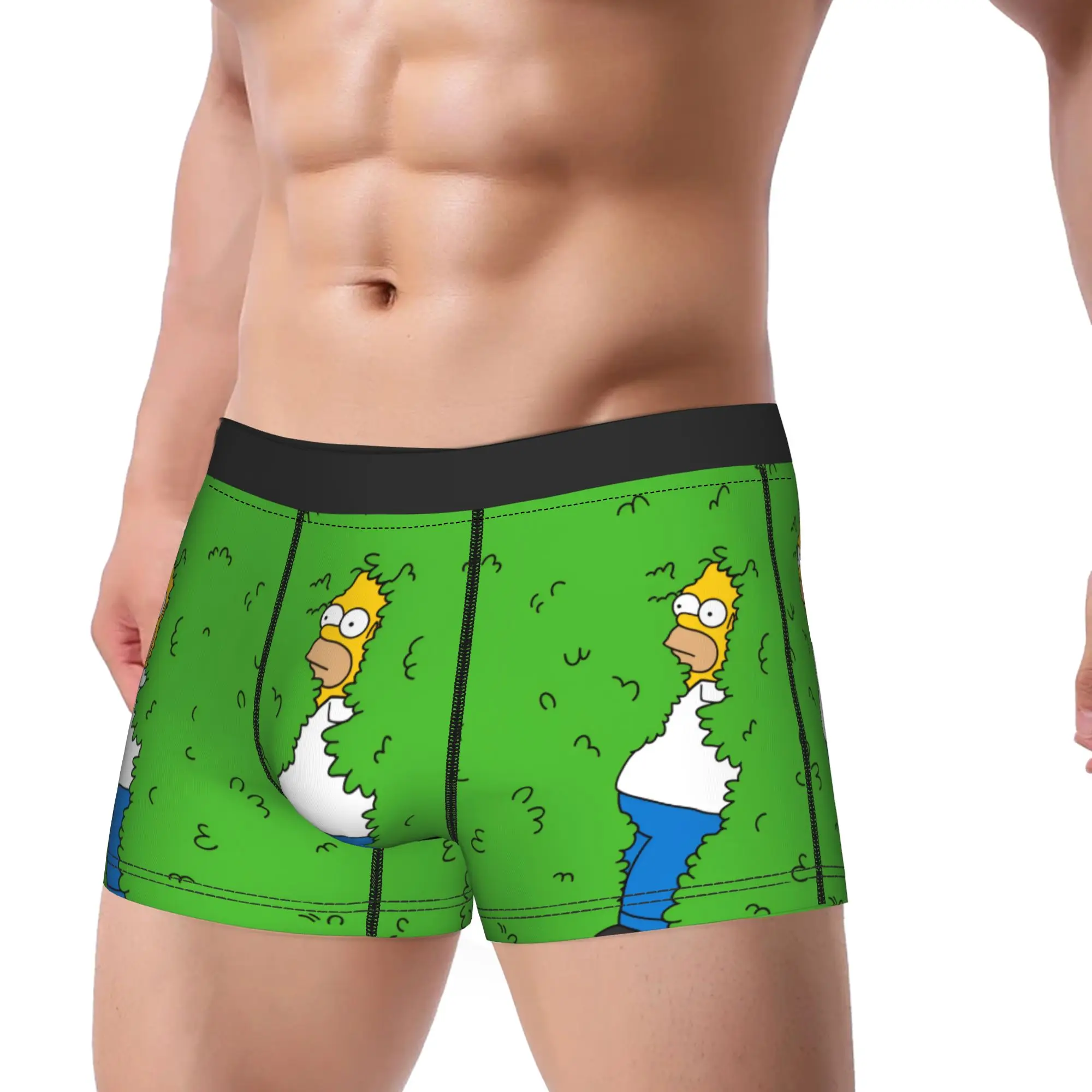 S-Simpsons Homer Hidden In Grass Underwear  Design Boxer Shorts Hot Sale Men's Panties Elastic Boxer Brief Gift