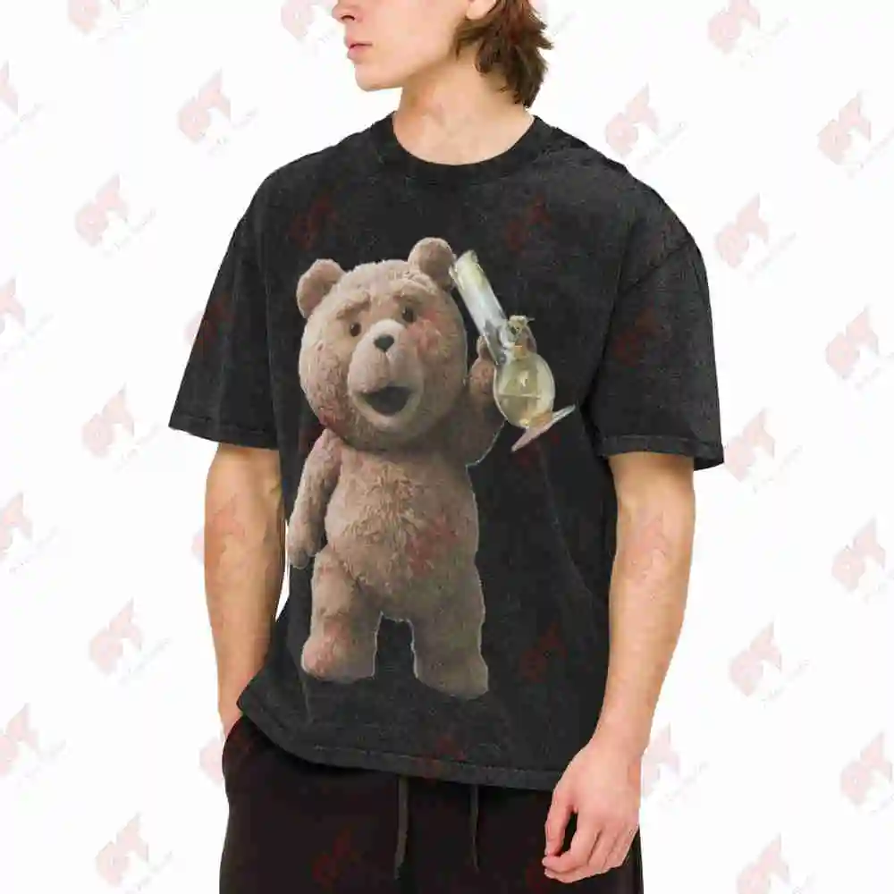 Ted Bong Cult Oversized Harajuku Vintage Washed Tee Pure Cotton T-Shirt