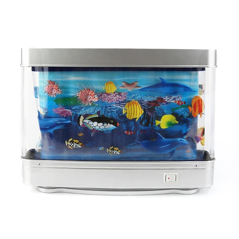 Mini Ornamental Fish Aquarium Light Whale Fish Tank Home Decoration Sea view Fsh Light Creative Desktop Aquarium Table Lamp