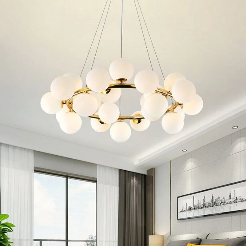 

3. Modern Nordic Ring Chandelier LED Bubble Sphere Creative for Living Dining Bedroom Lamp Ceiling Light Led Lamp