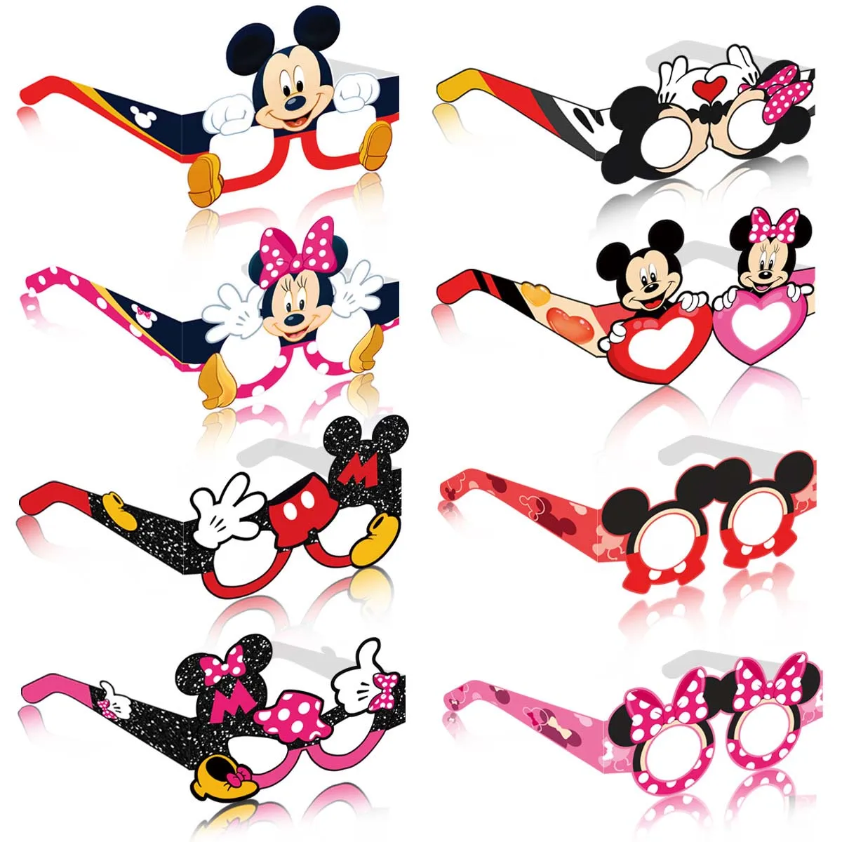 Crianças adultos foto adereços 14 pçs/set disney minnie mouse mickey mouse armações de óculos de papel