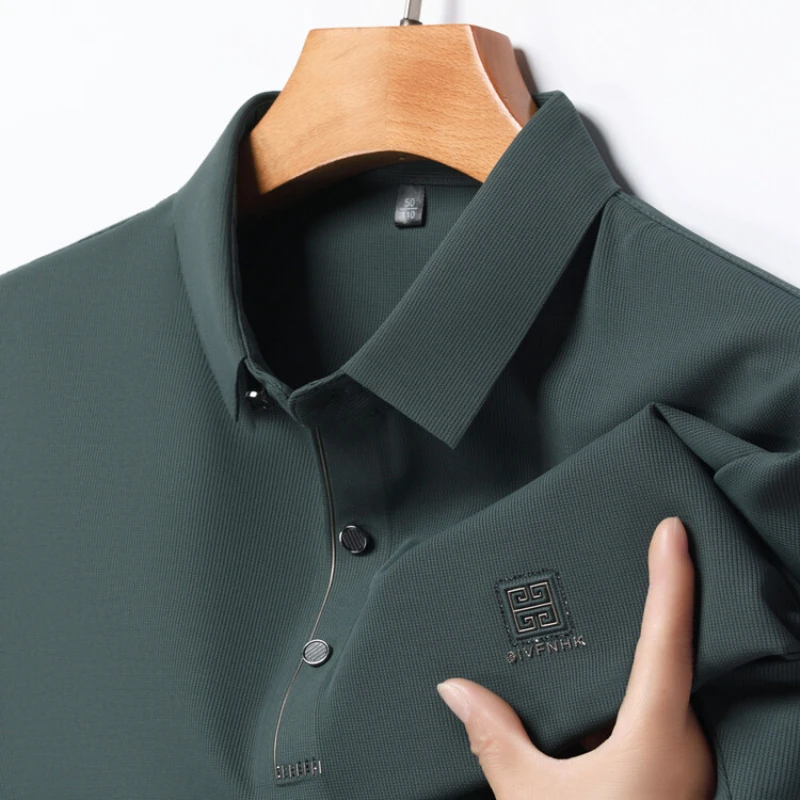 2024 Summer New Seamless T-shirt, Brown Men\'s Cool Golf, Business Casual Polo Shirt,Fashion Popular Lapel Short Sleeve