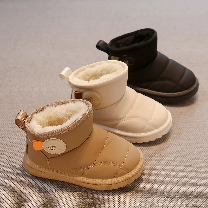 Kinderen Thermische Laarzen Suède voor Winter Jongens Meisjes Korte Laarzen Dik Katoen 2024 Gloednieuwe Mode Kinderen Snowboots antislip