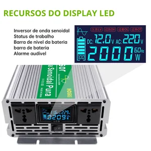 12 V Hall für 220 V reines synoidales 60 Hz -Konverter 12 V bis 220 V 12 V bis 220 V 60 Hz in Brasilien 10 Hauptverkäufe 6000W Wechselrichter - №3