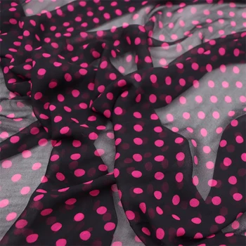 10momme schwarzer Hintergrund Rose rot Tupfen Seide Chiffon Georgette Kleid Hemd Maul beers eide Kleidung Stoff Näh material