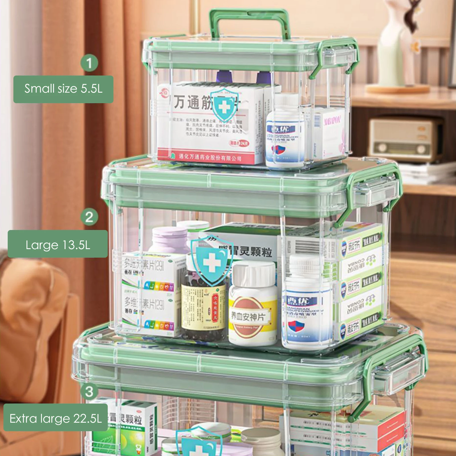 Multi-functional Medicine Cabinet Storage Box Transparent Large Capacity Household Medical Aid Kit