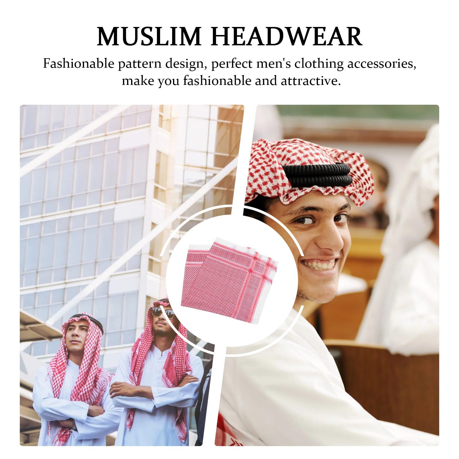 Men Arab Scarf Shemagh Muslim Hijab Arabian Headscarf Turban Scraf Wrap Dubai Kerchief Headband Style Costume Keffiyeh