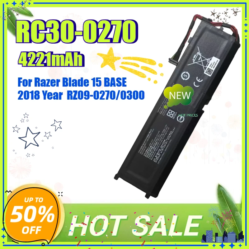 RC30-0270 Replacement Laptop Battery for Razer Blade 15 BASE 2018 2019 Year RZ09-0270/0300 RZ09-0300 RC30-0270 Bateria 15.4V