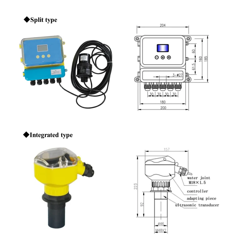 Ultrasonic Open Drain/Channel Flowmeter River Water Flow Meter 4-20mA RS485(Optional) Liquid Sensor Non-Contact Transmitter