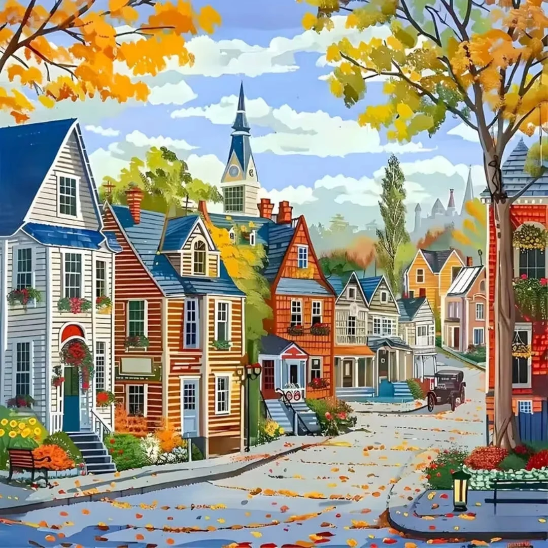 

Пазлы «Городской пейзаж с домами», 500/1024 элемента, сложная семейная игра для игровой комнаты, спальни, домашнего декора, подарок